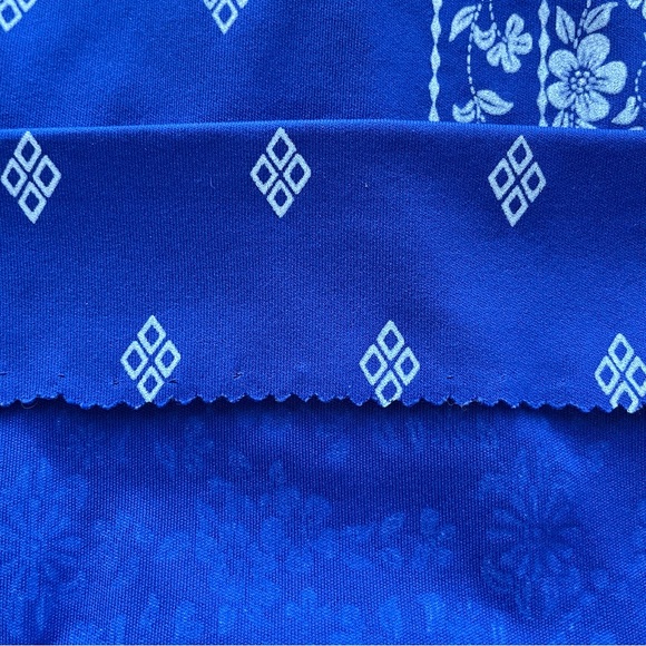 Vintage Alfred Shaheen Signed Blue White Spring Summer Midi Dress Size 12 (4/6) - Picture 14 of 15